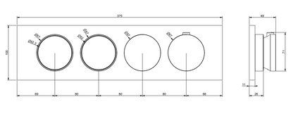 Parti esterne per miscelatore termostatico a 2 funzioni indipendenti parti incasso non inclusa brass brushed 66222 gessi