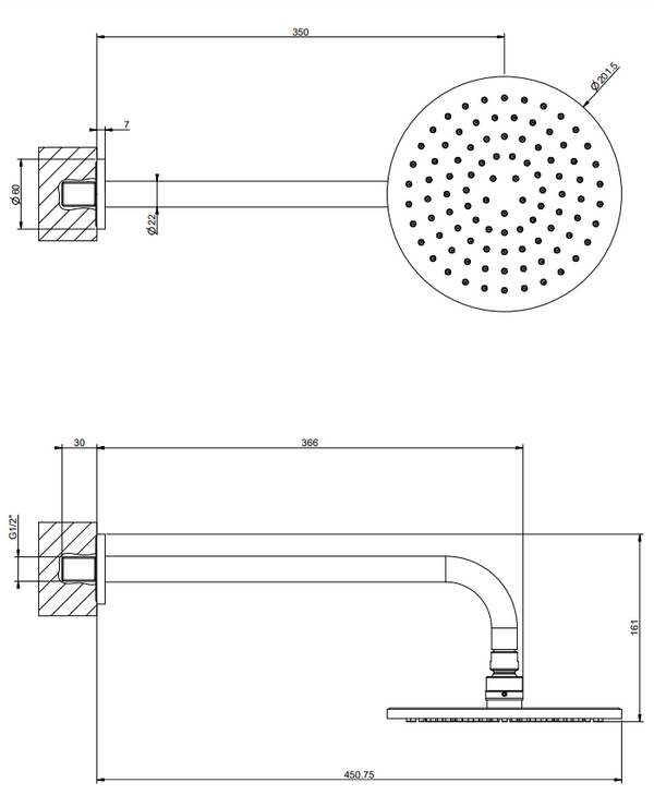 Gessi Emporio 47382 Soffione anticalcare a parete orientabile cromo