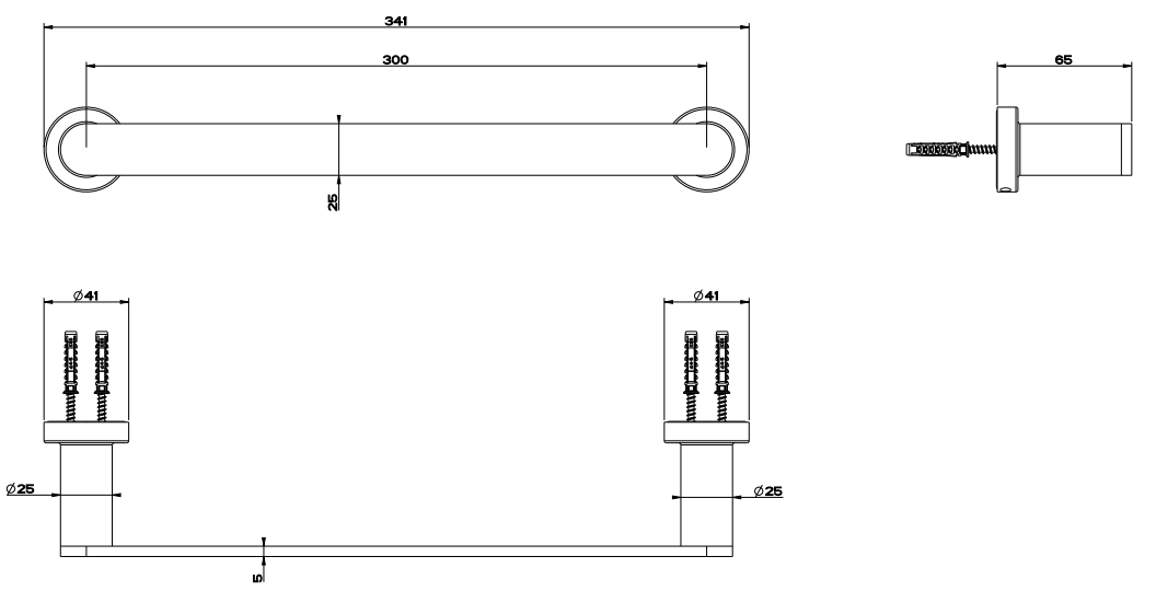 Gessi emporio Portasciugamani 30 cm a muro cromo Cromo Lucido, dettaglio ravvicinato del materiale e dell'aggancio