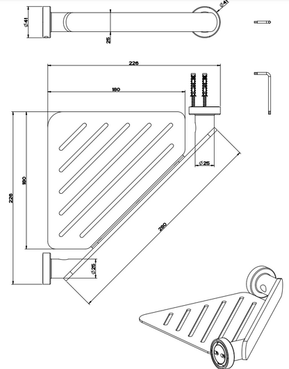 Mensola angolare vasca doccia cromo emporio 38861 Gessi