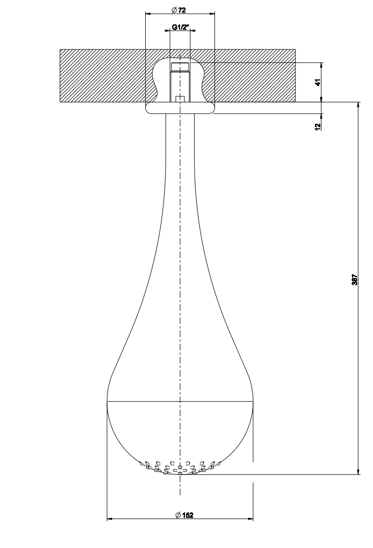 Soffione anticalcare doccia a soffitto cromo goccia gessi Cromo Lucido, dettaglio ravvicinato della finitura e del marchio