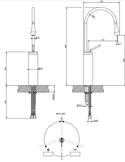 Gessi Goccia Miscelatore lavabo alto bocca corta senza scarico cromo 33809