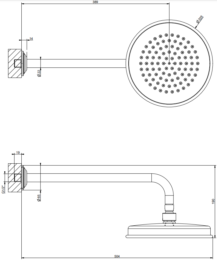 Gessi Venti20 Soffione 20 cm a parete orientabile cromo Cromo Lucido, dettaglio ravvicinato della finitura e del marchio