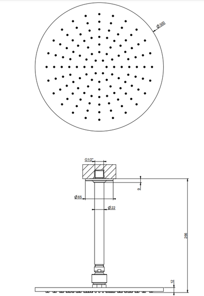 Gessi inciso 58252 Soffione 30 cm tondo a soffitto nero opaco