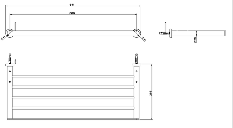 Rack quattro portasalviette 60 cm cromo Emporio Gessi Cromo Lucido, dettaglio ravvicinato del materiale e dell'aggancio