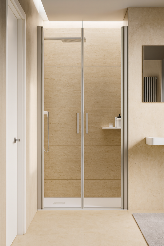 Box doccia 80 cm nicchia Light B2 Relax due ante saloon vetro 6 mm trasparente H 200 brillantato