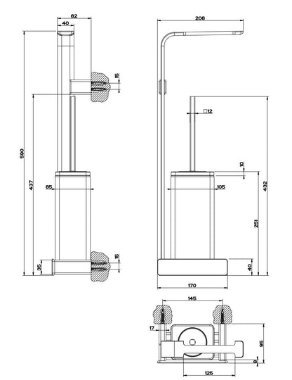 Colonna a muro attrezzata con porta rotolo e porta scopino bianco cromo ispa 41667 Gessi
