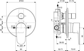 Ideal Standard Cerafine O set miscelatore per lavabo bidet e doccia con corpo ad incasso nero seta-BD131XG+BC705XG+A7193XG