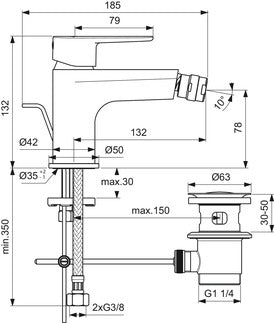 Ideal Standard Cerafine O set miscelatore per lavabo bidet e doccia con corpo ad incasso nero seta-BD131XG+BC705XG+A7193XG
