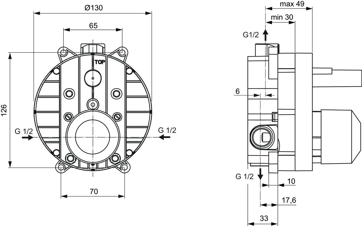 Ideal Standard A1300NU Corpo Incasso Universale, componenti inclusi smontati: corpo incasso, placca e rosone