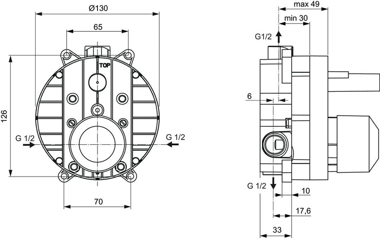 Ideal Standard A1300NU Corpo Incasso Universale, componenti inclusi smontati: corpo incasso, placca e rosone