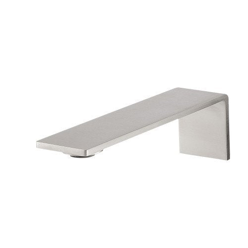 Treemme 5mm bocca lavabo 17 cm a muro in acciaio inox, vista frontale su sfondo bianco - Rubinetterie Treemme