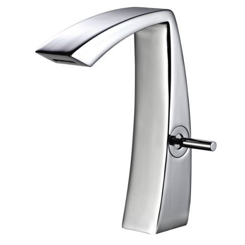 Treemme Arche miscelatore lavabo medio 180 mm cromo Cromo Lucido in ceramica e ottone ambientato su piano bagno con...