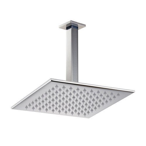 Treemme Q30 soffione doccia 25x25 a soffitto anticalcare Cromo Lucido, vista frontale della maniglia e della bocca di...