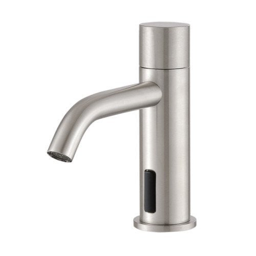 Treemme 40mm miscelatore lavabo elettronico monocomando con Acciaio in acciaio inox e satinato ambientato su piano bagno...