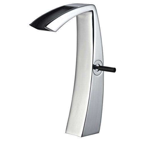 Treemme Arche miscelatore lavabo alto 230mm a cascata cromo Cromo Lucido ambientato su piano bagno con accessori...