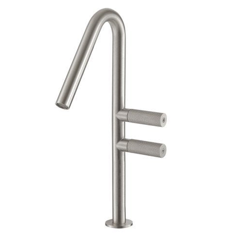Treemme 22mm IT3053IS2GZZ miscelatore lavabo monoforo in, vista frontale su sfondo bianco - Rubinetterie Treemme