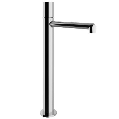Treemme T30 Miscelatore lavabo alto in ottone cromo Cromo Lucido, vista frontale su sfondo bianco - Rubinetterie Treemme