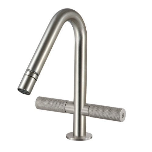 Treemme 22mm IT6024IS2GZZ miscelatore bidet monoforo inox Acciaio in satinato, vista frontale della maniglia e della...