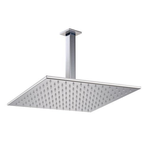 Treemme Q30 IT6510CCZZZZ soffione 30x30 a soffitto Cromo Lucido, vista frontale della maniglia e della bocca di...
