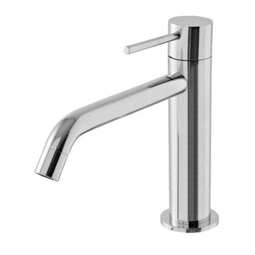 Treemme Up+ miscelatore lavabo 103 mm senza scarico cromo Cromo Lucido ambientato su piano bagno con accessori...