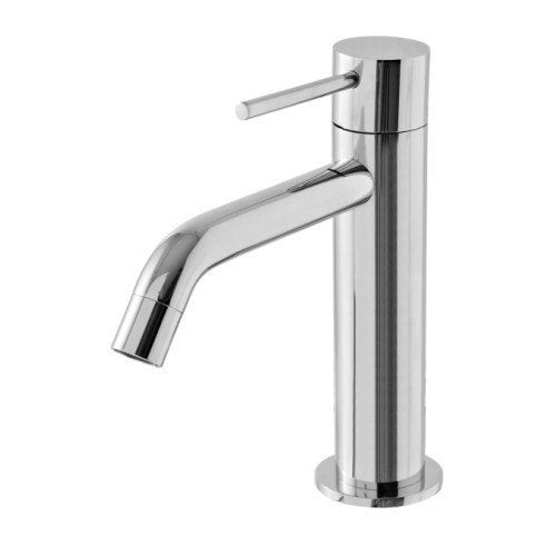 Treemme Up+ miscelatore lavabo 103 mm senza scarico cromo Cromo Lucido ambientato su piano bagno con accessori...