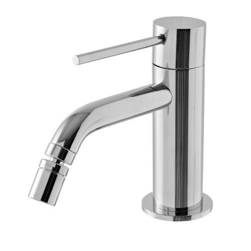 Treemme Up+ miscelatore bidet monocomando con leva stick Cromo Lucido, dettaglio ravvicinato della finitura e del marchio...