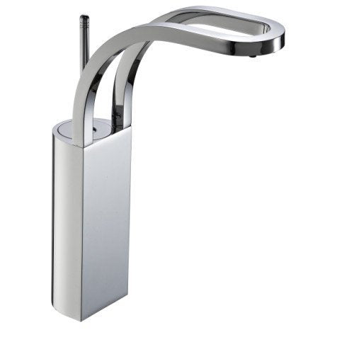 Treemme Philo IT7018CCPDZZ miscelatore lavabo alto 272 mm Cromo Lucido in ottone e cromato ambientato su piano bagno con...