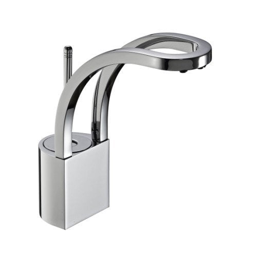 Treemme Philo miscelatore monocomando lavabo medio 182mm Cromo Lucido in ottone e cromato ambientato su piano bagno con...