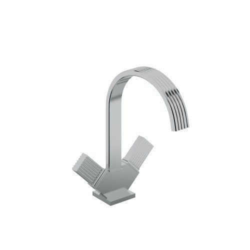 Treemme Kea gruppo lavabo monoforo 19 cm con canna ad Cromo Lucido in ottone e cromato ambientato su piano bagno con...