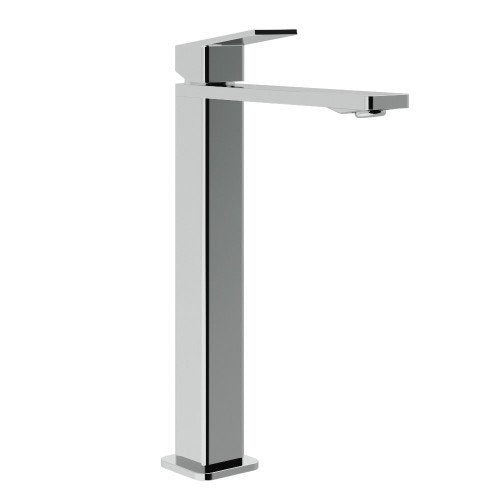 Treemme Pa36 Miscelatore monocomando lavabo 250 mm cromo Cromo Lucido ambientato su piano bagno con accessori...