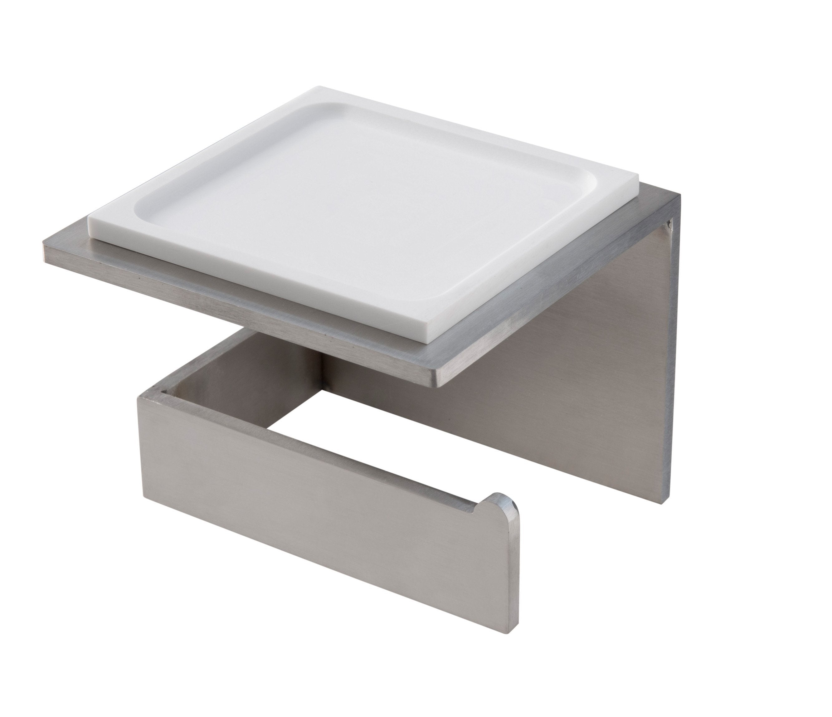 Treemme 5mm IT9059ISZZZZ portarotolo con portaoggetti Acciaio in acciaio inox e satinato montato a parete, vista del...