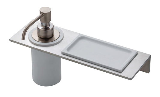 Treemme 5mm IT9072ISZZZZ mensola portaoggetti 27 cm con dispenser sapone bianco inox satinato