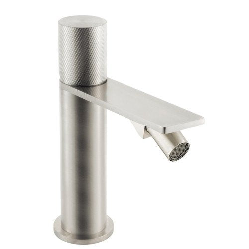 Disegno tecnico con quote di Treemme 3.6 miscelatore bidet con manopola zigrinata inox Acciaio - Rubinetterie Treemme