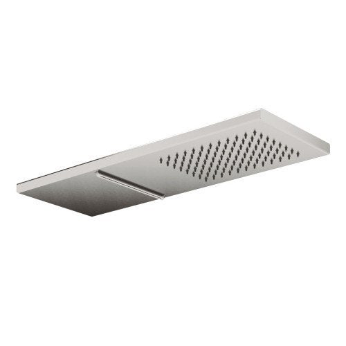 Treemme soffione doccia 74x17 rettangolare a parete con cascata e pioggia inox satinato