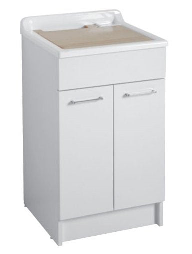 Colavene Jollywash lavatoio 50x45 con cesto portabiancheria in laminato e lucido installato su lavello, vista della bocca...