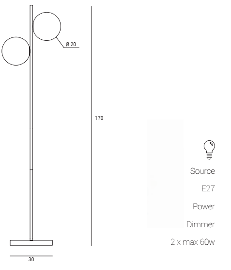 Lampada da pavimento in vetro bianco nero e ottone, particolare del diffusore luminoso