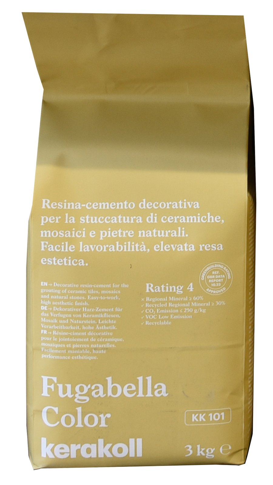 Kerakoll Fugabella KK 101 Resina cemento decorativa per in ceramica montato a parete, vista del design e della finitura
