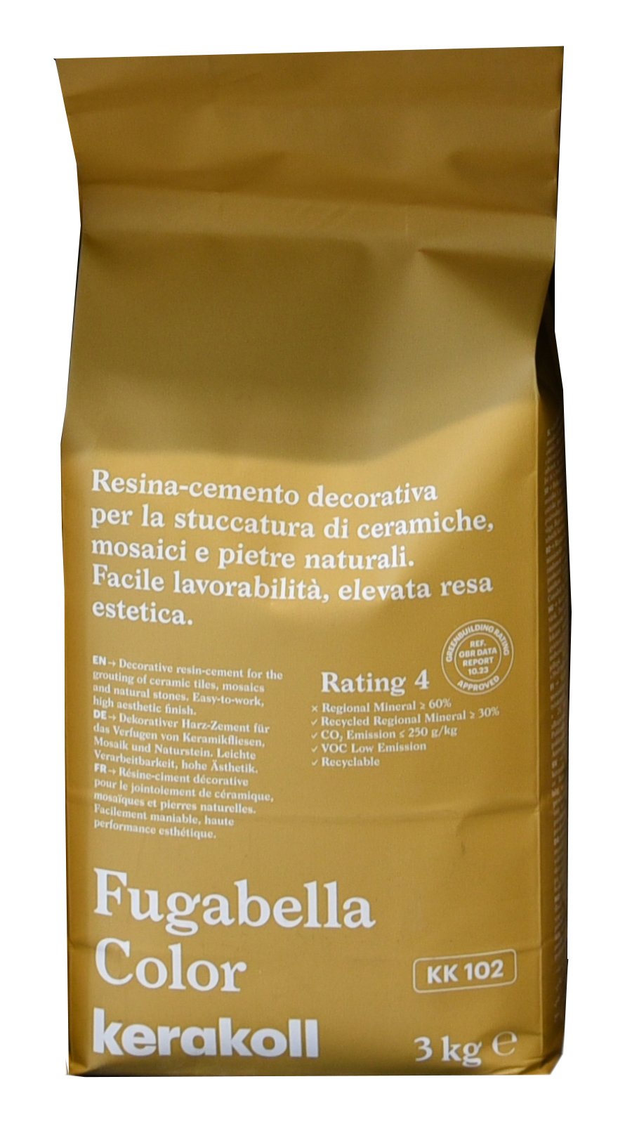 Kerakoll Fugabella KK 102 Resina cemento decorativa per in ceramica montato a parete, vista del design e della finitura