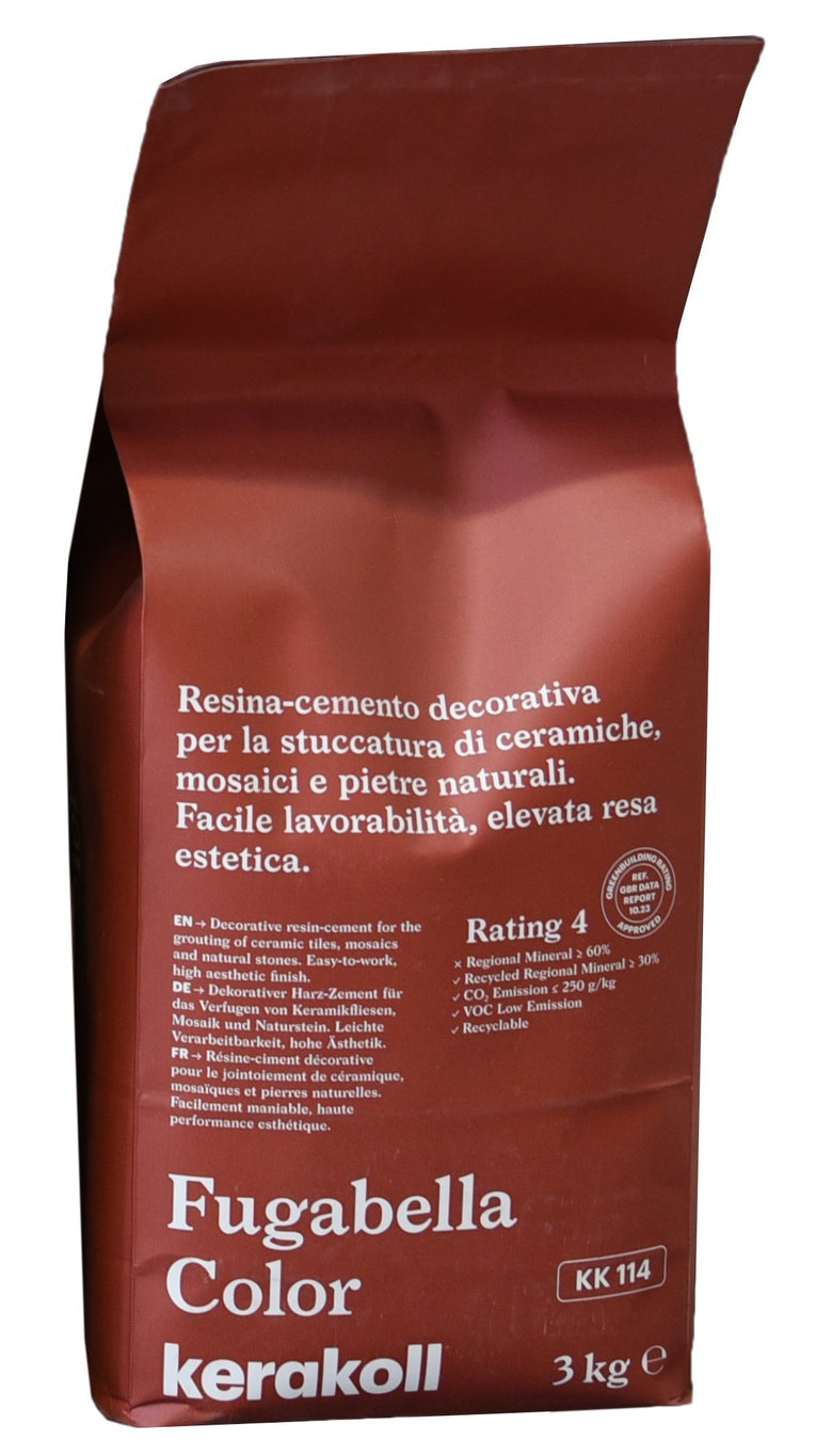 Kerakoll Fugabella KK 114 Resina cemento decorativa per in ceramica montato a parete, vista del design e della finitura