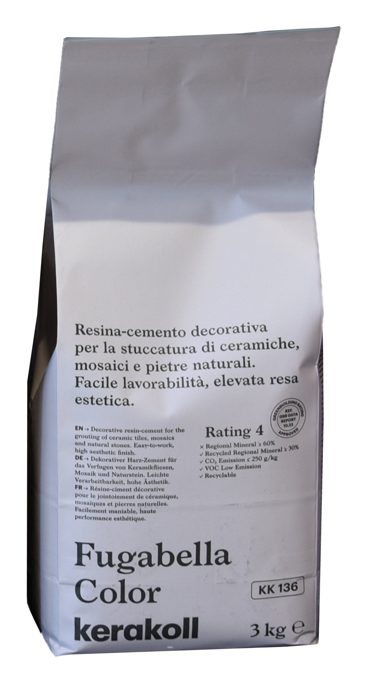 Kerakoll Fugabella KK 136 Resina cemento decorativa per in ceramica montato a parete, vista del design e della finitura