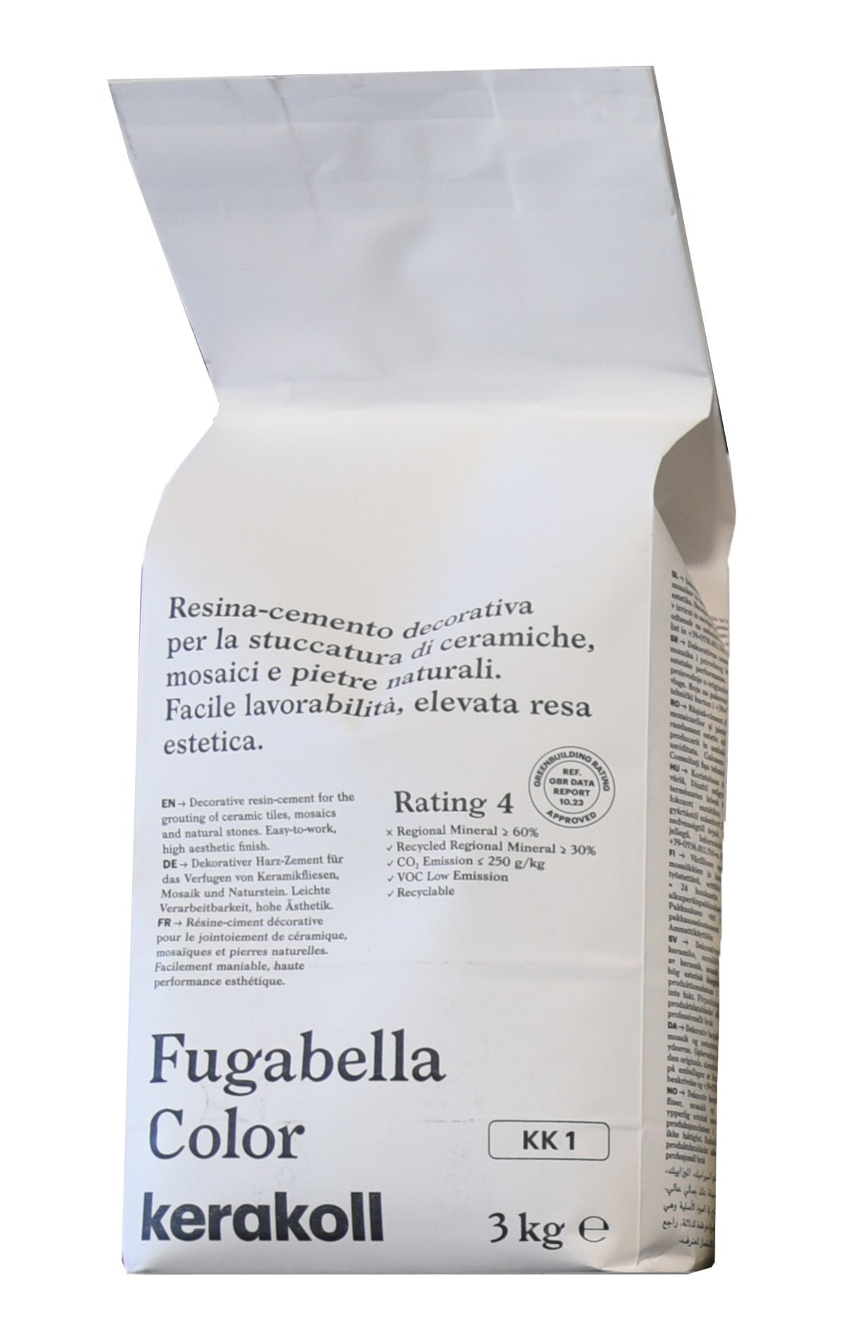 Kerakoll Fugabella KK 1 Resina cemento decorativa per in ceramica montato a parete, vista del design e della finitura