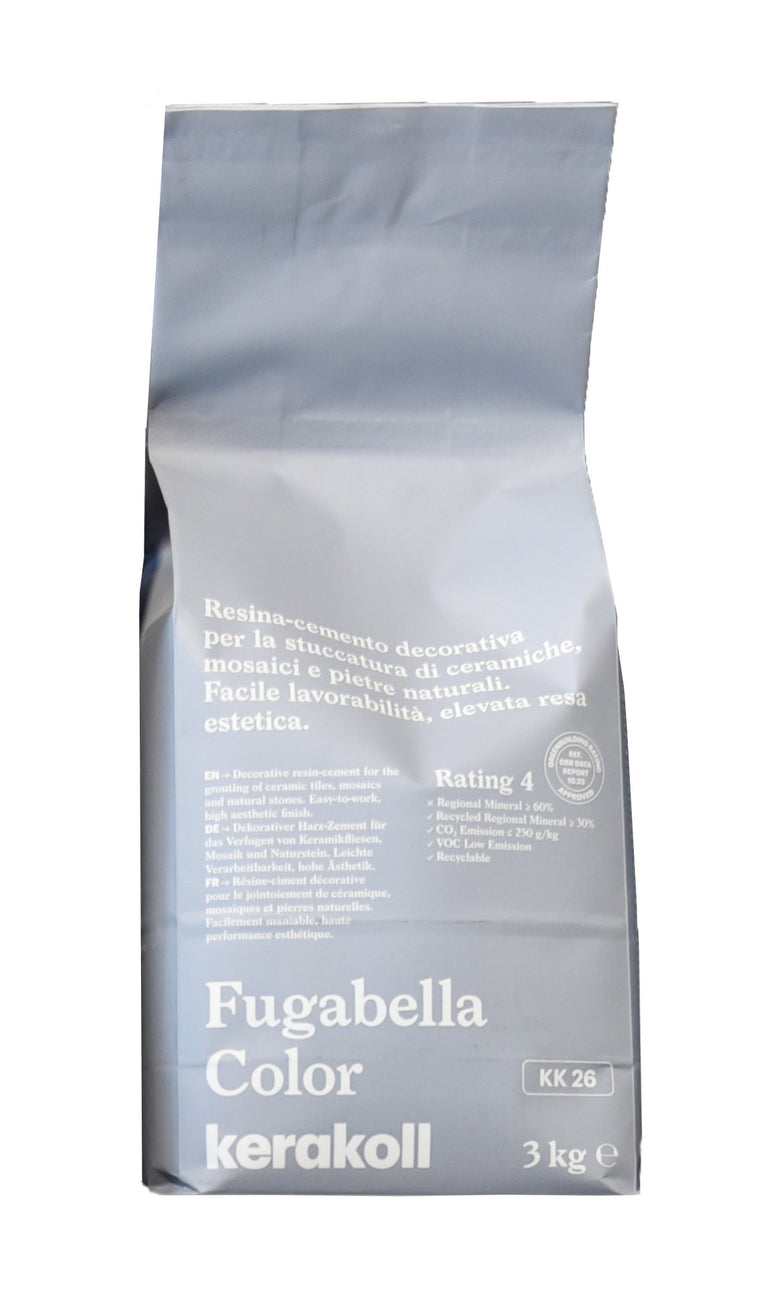Kerakoll Fugabella KK 26 Resina cemento decorativa per in ceramica montato a parete, vista del design e della finitura