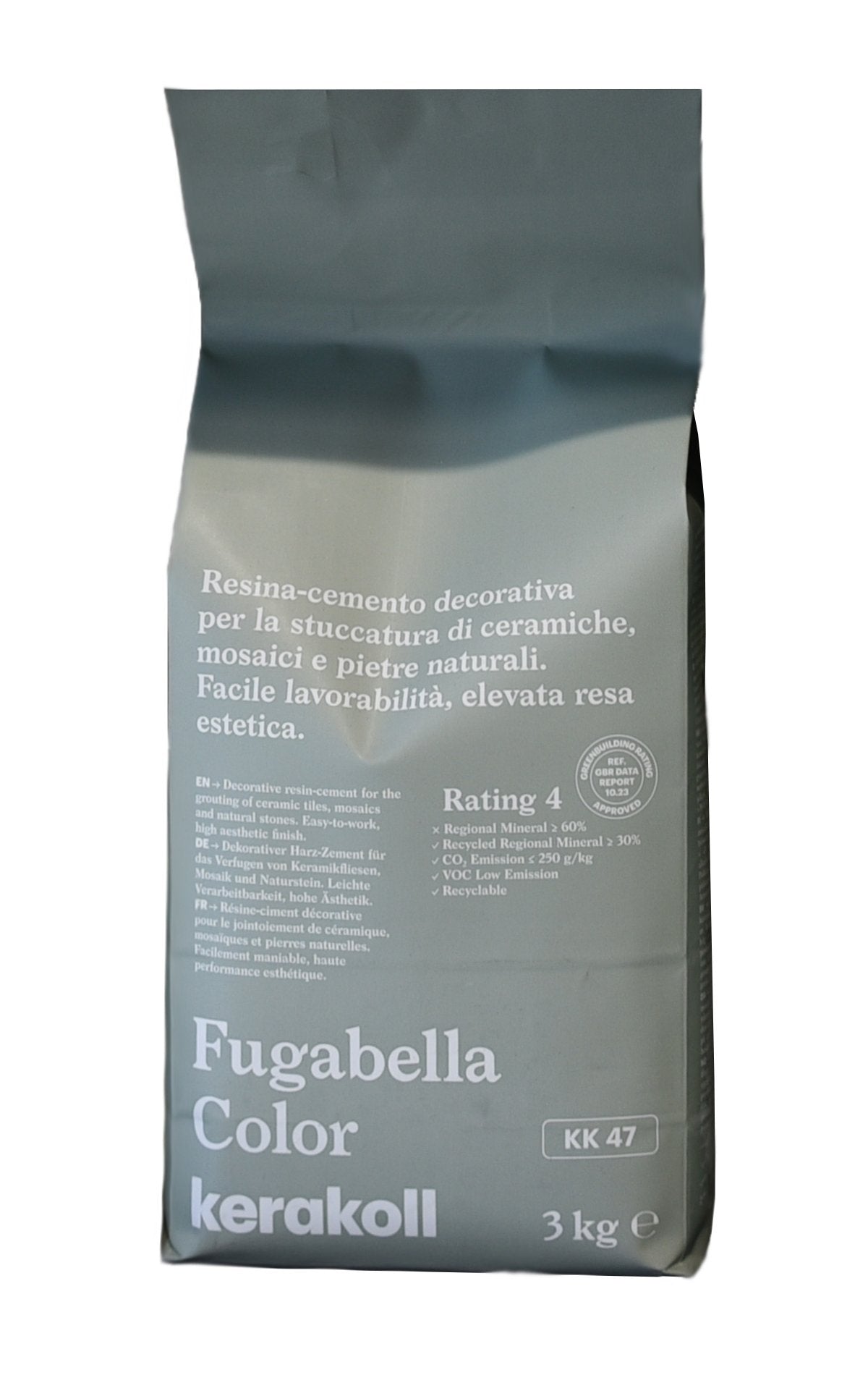 Kerakoll Fugabella KK 47 Resina cemento decorativa per in ceramica montato a parete, vista del design e della finitura