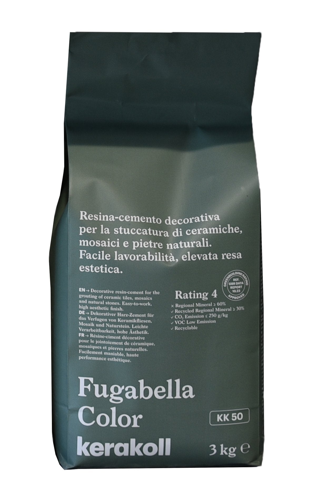 Kerakoll Fugabella KK 50 Resina cemento decorativa per in ceramica montato a parete, vista del design e della finitura