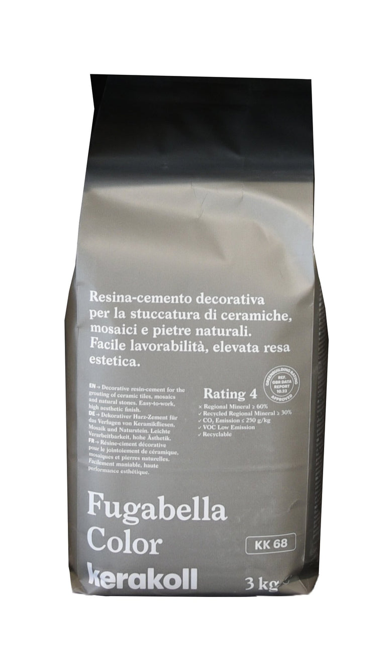 Kerakoll Fugabella KK 68 Resina cemento decorativa per in ceramica montato a parete, vista del design e della finitura