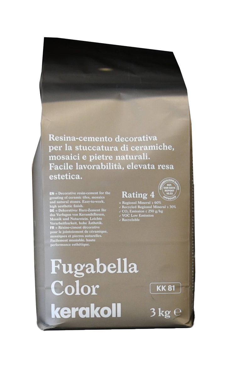 Kerakoll Fugabella KK 81 Resina cemento decorativa per in ceramica montato a parete, vista del design e della finitura