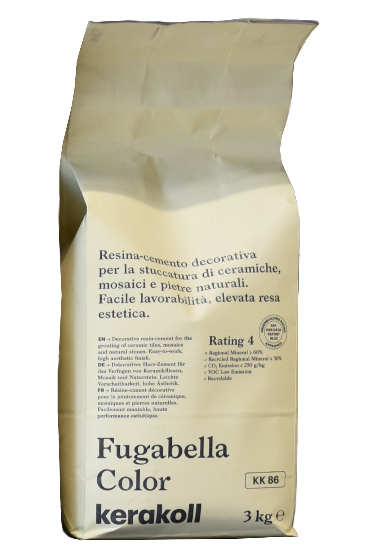 Kerakoll Fugabella KK 86 Resina cemento decorativa per in ceramica montato a parete, vista del design e della finitura