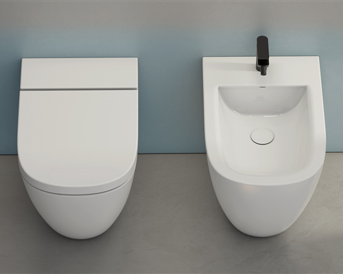 Ceramica Globo Stockholm Multi Bidet filo parete a, vista frontale su sfondo bianco