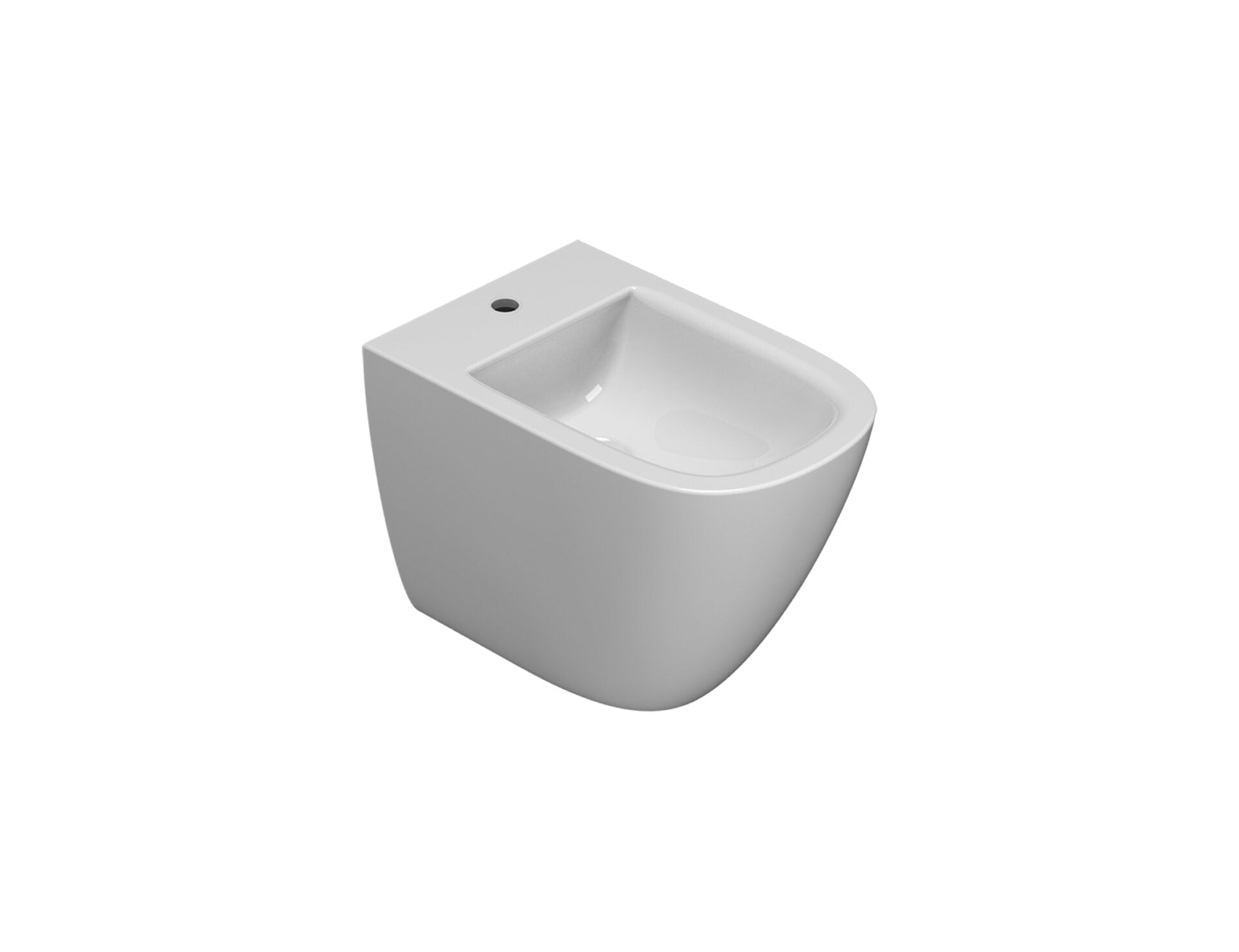 Ceramica Globo Stockholm Multi Bidet filo parete a in opaco ambientato su piano bagno con accessori